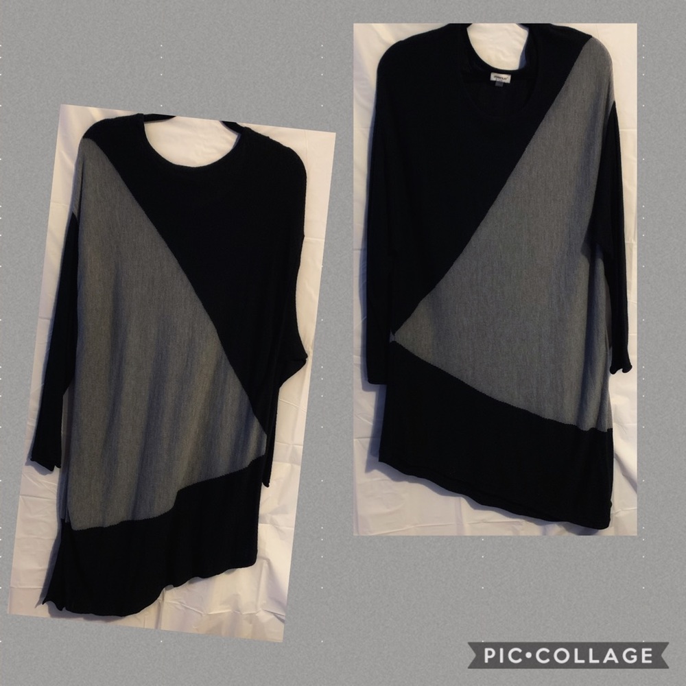 Avenue Two-Toned Asymmetrical Tunic Sweater NWOT